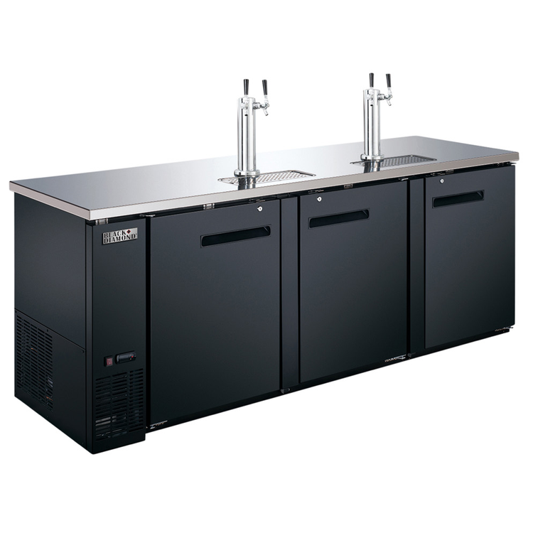 Product image #3 for Black Diamond 90-Inch Commercial Draft Beer Dispenser with 2 Double Tap Towers, 3 Doors, 32 Cu. Ft., 115V