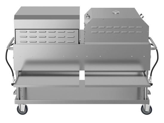 Product image #5 for KoolMore Commercial Mobile Outdoor Propane Charbroiler Grill with 8 Burners, 30-Inch Roll Dome Cover, and Pizza Oven