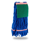 Thumbnail image #1 for Libman Commercial 1829 Large Looped-End Wet Mop Head with Scrub Pad, 22 oz., Blue, 4-Ply Cotton Case of 12
