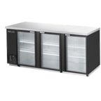 Thumbnail image #1 for Blue Air FSE LLC BBB90-4SG-HC Three-Section Back Bar Cooler, 90-3/8"W, 3 Locking Glass Doors, Stainless Steel Exterior, Side-Mounted Refrigeration