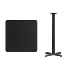 Thumbnail image #2 for Flash Furniture XU-BLKTB-3030-T2222B-GG 30" Square Bar-Height Pedestal Table, Black Laminate, PVC Edge