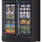 Thumbnail image #2 for Turbo Air Super Deluxe TJMF-55SDW(B)-N Two-Section Glass Merchandiser Freezer, 60.04 cu. ft., Hinged Glass Doors, Bottom-Mounted