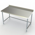 Thumbnail image #1 for AERO Manufacturing 3TGSX-2448 Stainless Steel Work Table with Galvanized Open Base, 48"W x 24"D, 2-3/4" Backsplash