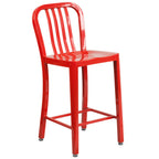 Thumbnail image #1 for Flash Furniture CH-61200-24-RED-GG Counter-Height Red Metal Bar Stool, Armless, Vertical Slat Back, Powder-Coated