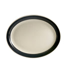 Thumbnail image #1 for CAC China Rainbow R-12NR-BLK Black Stoneware Oval Platter, 9-1/2" x 7-1/4" x 1-1/4", Narrow Rim Case of 2 Dozen