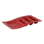 Thumbnail image #1 for Tuxton China GZQ-800 Rectangular Ceramic Taco Plate, 14-5/8" x 8-5/8" x 1-5/8"H, Stackable, Cayenne Case of 6