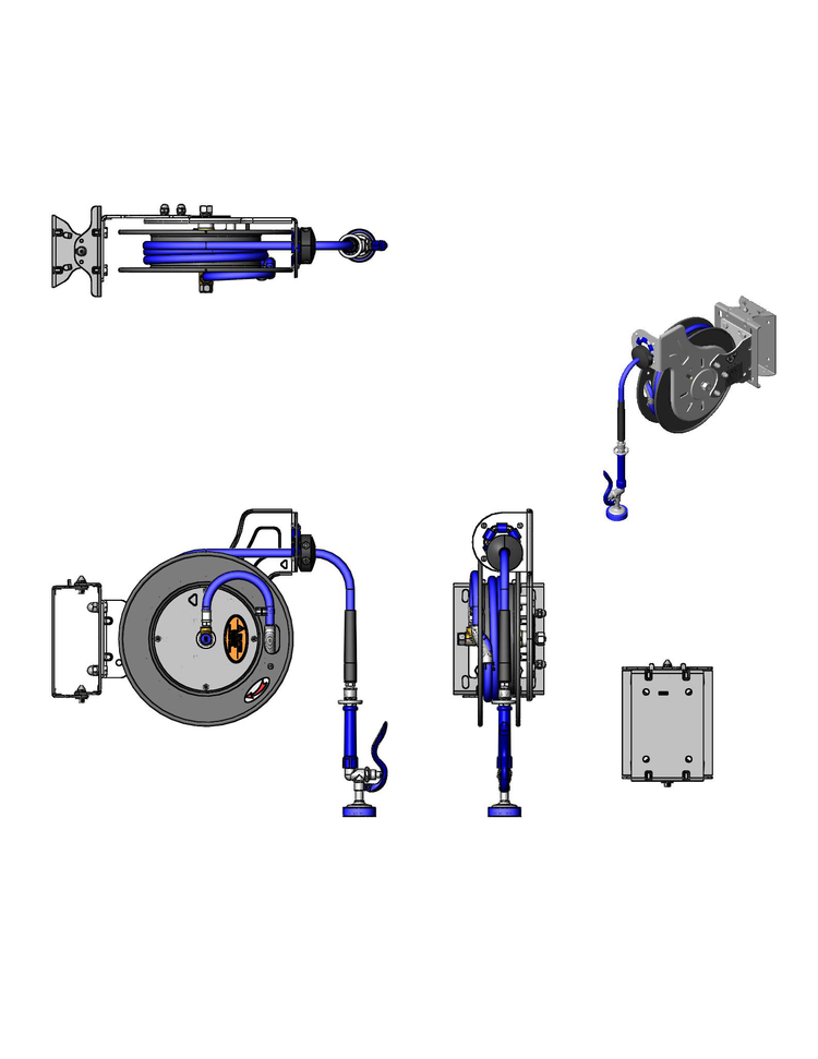 Product image #1 for Open Epoxy Coated Wall-Mount Retractable Hose Reel with 3/8" x 35' Hose and High Flow Spray Valve