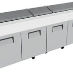 Thumbnail image #8 for True Mfg. - General Foodservice TPP-AT-119-HC 4-Section Self-Contained Refrigerated Pizza Prep Table, 4 Doors, 15-Pan Rail, 19-1/2" Cutting Board