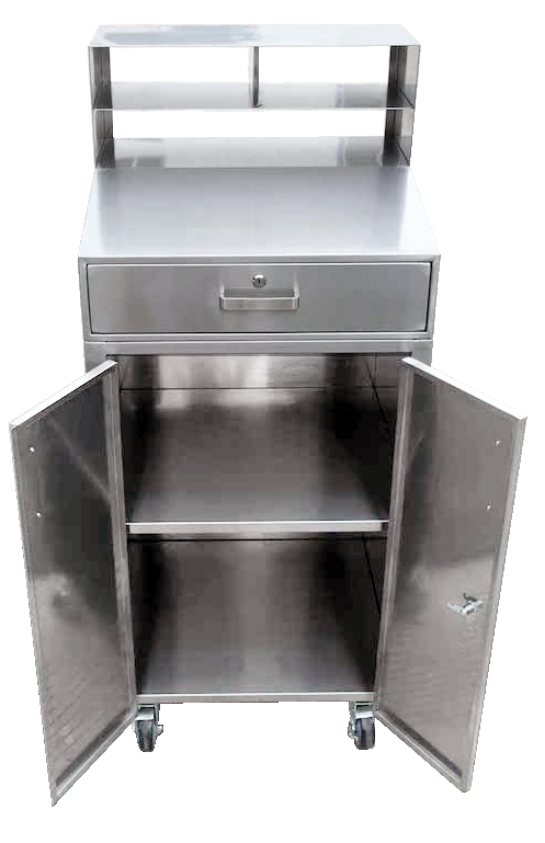 Product image #3 for 24-Inch Stainless Steel Mobile Receiving Desk with Sloped Top and Lockable Storage