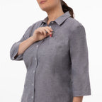 Thumbnail image #1 for Chef Works Oxford SES01W-CHR-3XL Chef Utility Shirt, Charcoal, Stretch Poly/Cotton/Elastane, Snap Front, 3/4 Sleeve, 3XL