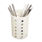 Thumbnail image #1 for Alegacy Foodservice Products N200 Cylindrical Plastic Silverware Caddy, White, 4" Diameter x 5-5/8" High Case of 12