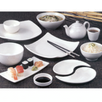 Thumbnail image #2 for Libbey Flint 950086797 Square China Plate, 9-1/4", Coupe Rim, Rolled Edge