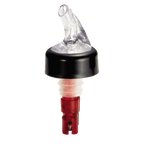 Thumbnail image #1 for TableCraft Products Proper Pour 4246A 1 oz Plastic Liquor Pourer with Black Collar, Clear Spout and Red Dip Tube Case of 12