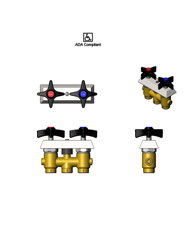 Product image #2 for T&S Brass Low-Lead Concealed Deck-Mount Mixing Faucet, 3-Inch Centers