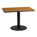 Thumbnail image #1 for Flash Furniture XU-NATTB-3042-TR24-GG Rectangular Dining Table, 42"W x 30"D x 31-1/8"H, Natural Laminate, Black PVC Edge, Pedestal Base
