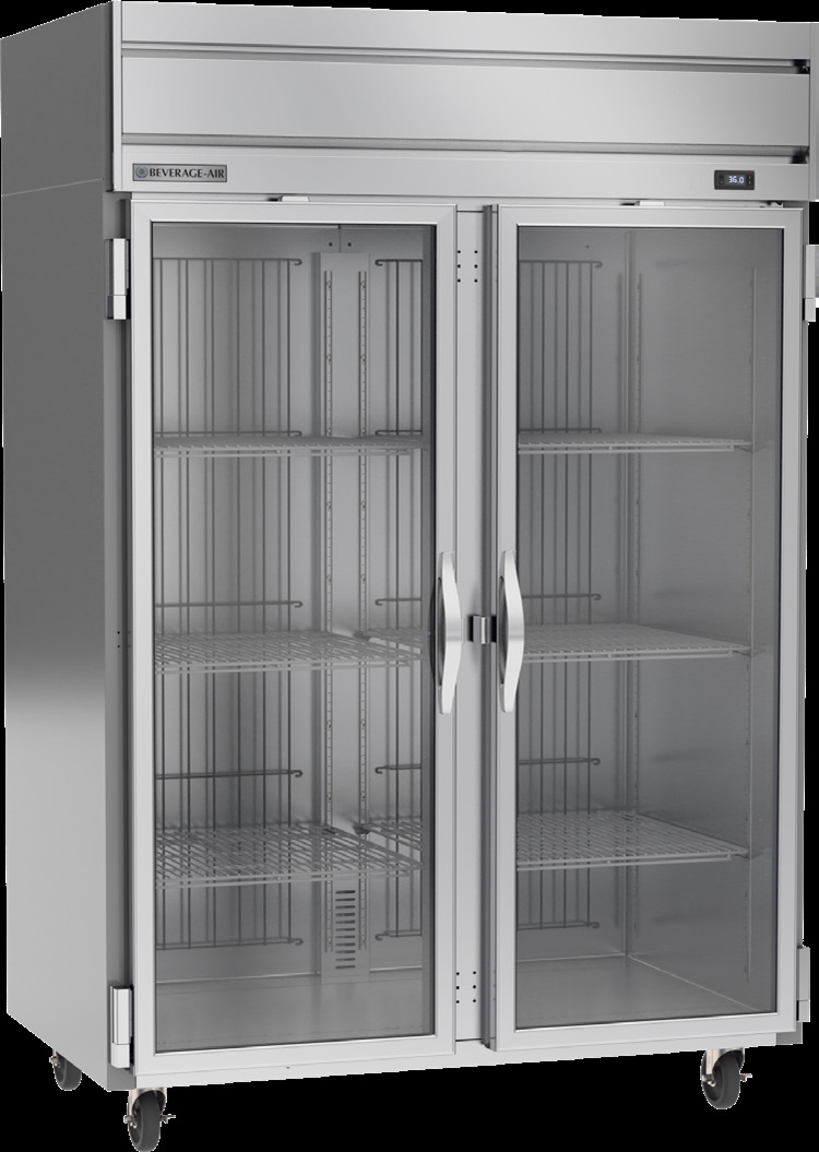 Product image #5 for Beverage-Air Horizon Series Two-Section Glass Door Reach-In Refrigerator, 46.88 Cu. Ft., Top-Mounted Self-Contained