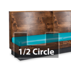Thumbnail image #1 for JustChair Manufacturing JBSB-WCP-HC-42-GR1/COM Half-Circle Banquette Booth, 2 Corners, 42"H, Wood-Clad, Upholstered Seat