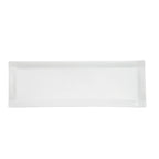 Thumbnail image #1 for CAC China Times Square TMS-61 Rectangular Porcelain Platter, 16"L x 5-1/2"W x 1-1/4"H, Super White 1 Dozen