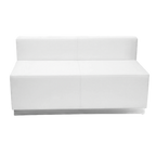 Thumbnail image #1 for Flash Furniture Hercules - Alon ZB-803-LS-WH-GG Modular Loveseat with White LeatherSoft Upholstery and Brushed Stainless Steel Base