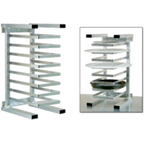 Thumbnail image #1 for New Age Universal 99970 Countertop Aluminum Pizza Pan Rack, Single-Wide, Open-Side, 8-Pan Capacity