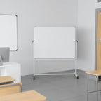 Thumbnail image #2 for Flash Furniture Hercules YU-YCI-003-GG Double-Sided Mobile Magnetic Marker Board, 53"W x 62-1/2"H, White Surface, Aluminum Frame