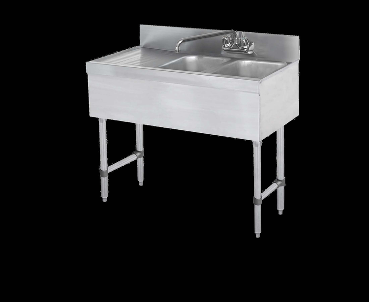 Product image #5 for Steel Works Stainless Two Compartment Underbar Hand Sink with Right Drainboard, 36" x 18-3/4" x 33"