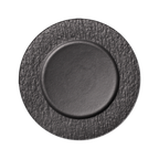 Thumbnail image #1 for Vertex China Orbit OR-20V 11-Inch Round Porcelain Plate, Matte Black, Embossed Wide Rim 1 Dozen