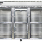 Thumbnail image #1 for Continental Refrigerator 3RENSAGDHD Three-Section Extra-Wide Reach-In Refrigerator, Half-Height Glass Doors, Stainless Steel Exterior