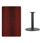 Thumbnail image #2 for Flash Furniture XU-MAHTB-3048-TR24-GG Rectangular Pedestal Dining Table, 48"W x 30"D x 31-1/8"H, Mahogany Laminate, Black PVC Edge