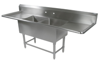 John Boos Pro-Bowl 2-Compartment Stainless Steel Sink with Dual Drainboards and Backsplash