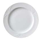 Thumbnail image #1 for Vertex China Palm PA-16 Round Porcelain Plate, 10-3/8" Diameter, Medium Rim, Embossed, Bright White 1 Dozen