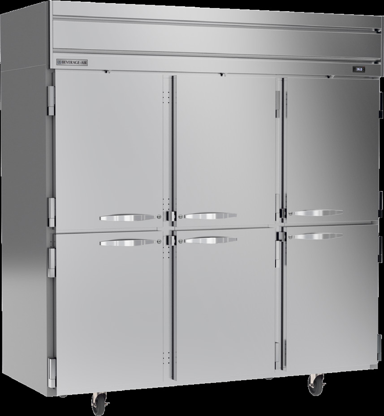 Product image #5 for Beverage-Air Horizon Series Three-Section Top-Mount Reach-In Refrigerator with Six Half-Solid Doors, 71.52 Cu. Ft.