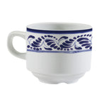 Thumbnail image #1 for G.E.T. Corona, Zocalo PA1678904324 Porcelain Tea Cup, 8-1/2 oz., Rolled Edge, Stackable Case of 2 Dozen