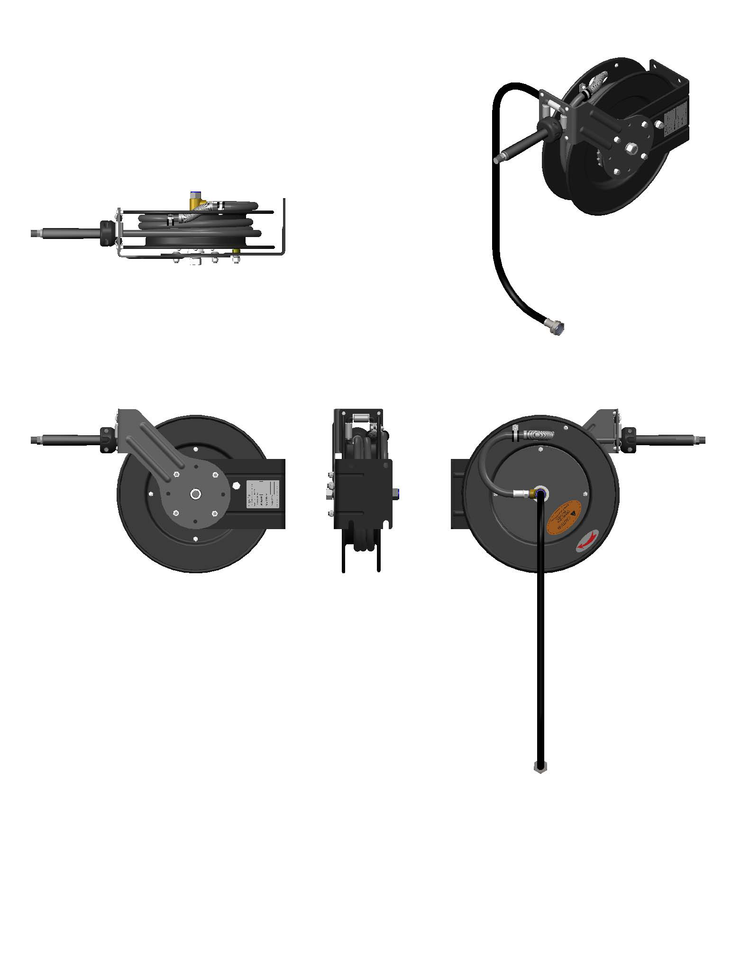 Product image #2 for Equip Open Black Powder-Coated Steel Retractable Hose Reel, 3/8" x 35 ft., Wall/Ceiling Mount