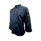 Thumbnail image #1 for Thunder Group CJ406BKL Women's Tapered Long-Sleeve Chef Jacket, French Cuffs, Large, Black, 65/35 Poly/Cotton Case of 12