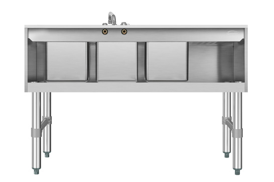 Product image #8 for KoolMore 48-Inch Commercial 3-Compartment Underbar Sink with Left Drainboard, 304 Stainless Steel