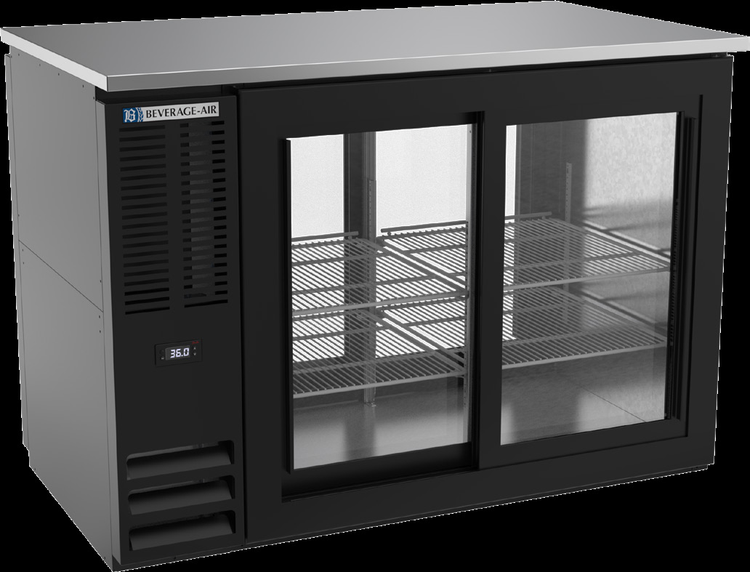 Product image #2 for Beverage-Air BBN48HC-GS-PT-B Two-Section Pass-Thru Back Bar Refrigerator with Sliding Glass Doors, 48 Inch, Black