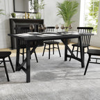 Thumbnail image #2 for Flash Furniture KER-T-851-BLK-60-GG Rectangular Solid Wood Dining Table, 60"L, Black Finish
