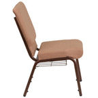 Thumbnail image #2 for Flash Furniture Hercules FD-CH02185-CV-BN-BAS-GG Stacking Church Chair, Cotton Upholstery, Book Pouch & Communion Cup Holder