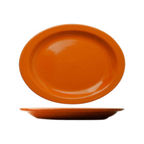 Thumbnail image #1 for International Tableware Cancun CAN-13-O Orange Ceramic Platter, 11-1/2" x 9-1/4", Oval, Narrow Rim, Rolled Edge 1 Dozen
