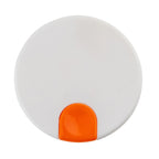 Thumbnail image #1 for TableCraft Cash & Carry 12668 Coffee Carafe Lid, White Polypropylene, Orange Thumb Press, for 17 oz Carafe