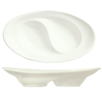 Thumbnail image #1 for Reserve by Libbey - Silk 987659358 Divided Porcelain Dish, 6-3/4 x 3-3/4 x 1-1/4 in., 2 Compartments