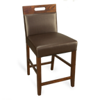 Thumbnail image #1 for JustChair Manufacturing W51024-EXP Stackable Counter Chair with Expresso Vinyl Upholstery, Square Inset Back and Walnut Frame