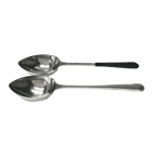 Thumbnail image #1 for G.E.T. BSRIM-32 6 oz Solid Portion Control Serving Spoon, 12 in, 18/8 Stainless Steel, Black Plastic Handle Case of 12