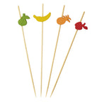 Thumbnail image #1 for TableCraft Products 11204 Decorative Fruit Picks, 4-1/2", Bamboo & Pinewood, Assorted Case of 12