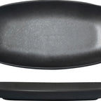 Thumbnail image #2 for International Tableware Alloy™ AL-13-CS Deep Oval Platter, 11-5/8" x 5-7/8", Stoneware, Carbon Black Reactive Glaze 1 Dozen