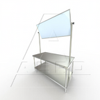 Thumbnail image #1 for AERO Manufacturing DEMO-3660 Demo Table with Full-Length Mirror, Stainless Steel Top, Undershelf, 60"W x 36"D