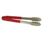 Thumbnail image #1 for Thunder Group SLTG810R Utility Tongs, 10-Inch, One-Piece Stainless Steel, Non-Slip Red Color-Coded Handle Case of 120