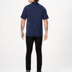 Thumbnail image #2 for Chef Works BCSZ009-NAV-2XL Unisex Chef Coat, Navy, 2XL, Poly/Cotton, Short Sleeve, Zipper Closure