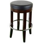 Thumbnail image #1 for JustChair Manufacturing W23330X-BLK Backless Bar Stool with Round Padded Black Vinyl Seat and Beech Wood Legs
